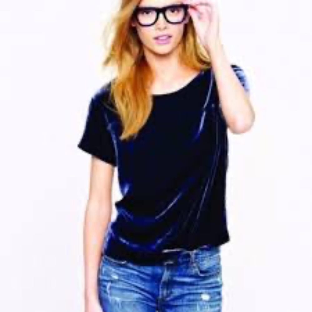 Jcrew Jewel-tone Navy Velvet Tee 12